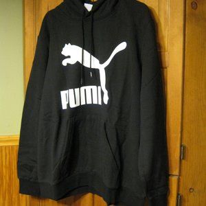 XXL NWT PUMA Men's Classics Logo Hoodie Black Puma White Cotton